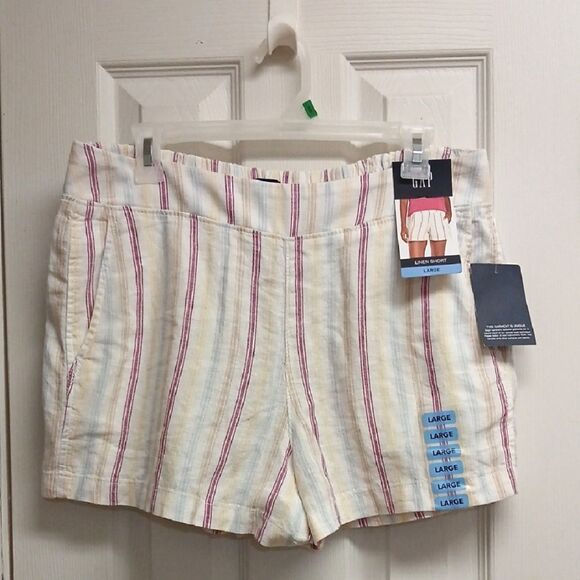 GAP Pants - GAP Women's Striped Shorts Cream, Red, Blue And Yellow. Size S. NWT Linen Blend